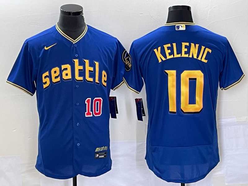 Men's Seattle Mariners #10 Jarred Kelenic Number Blue 2023 City Connect Flex Base Stitched Jersey,We sell and wholesale Men's Seattle Mariners #10 Jarred Kelenic Number Blue 2023 City Connect Flex Base Stitched Jersey on line form chian!
